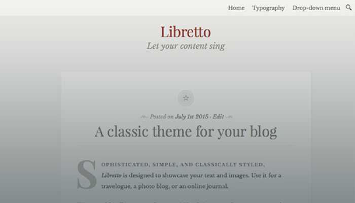 бесплатная тема Libretto для WP